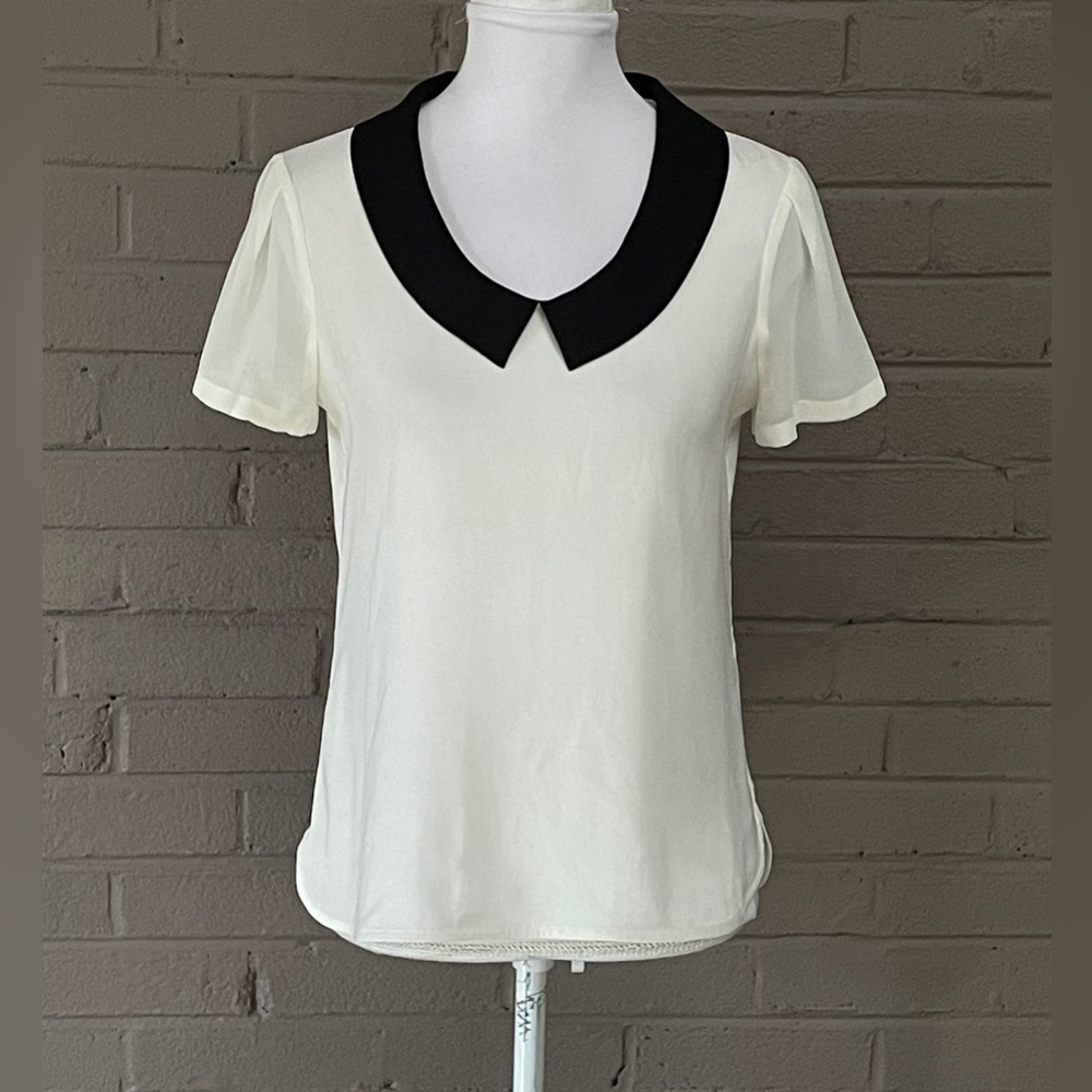 Ann Taylor black collar blouse SP